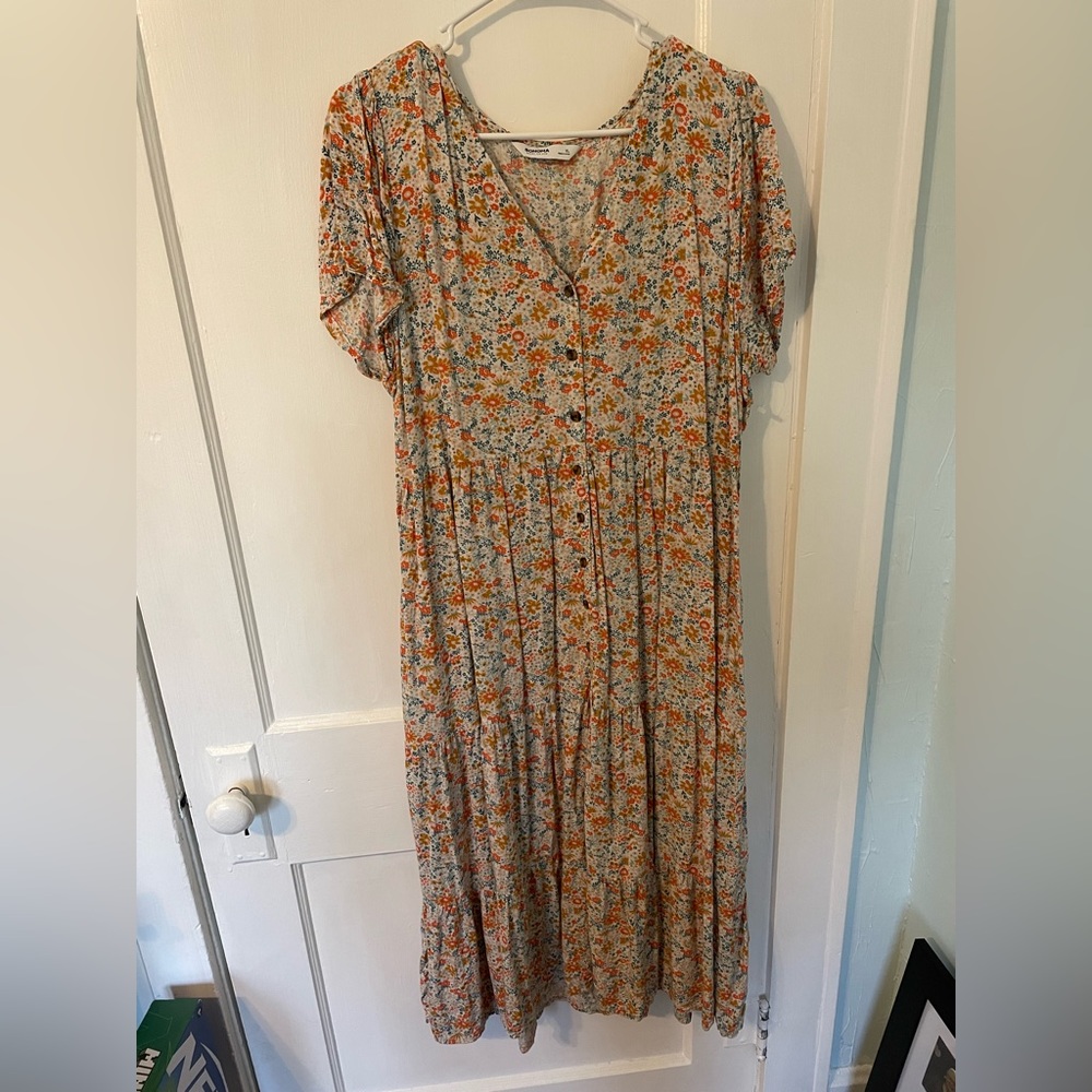 Women’s Spring Floral Button Down Tiered Dress